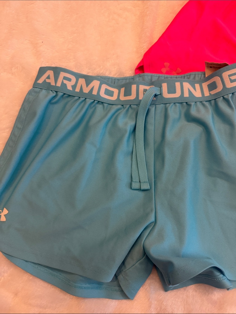 Under Armour Girls' Athletic Shorts in Hot Pink, Teal, and Royal Blue sz YLg - Picture 2 of 9